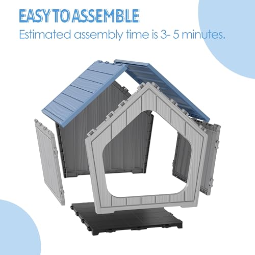 Indoor Outdoor Small Dog House (Classic Blue / 23.43" L × 22.44" W × 22.24" H)