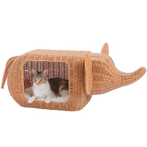 Elephant Rattan Cat Bed (Elephant)