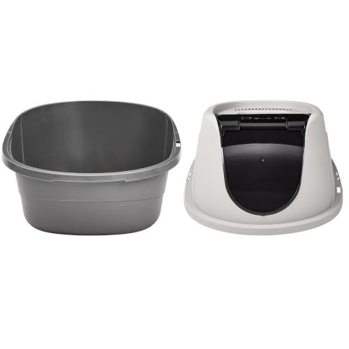 No Mess Hooded Enclosed Cat Litter Box with Odor Control and Swinging Door (Large (Pack of 1))