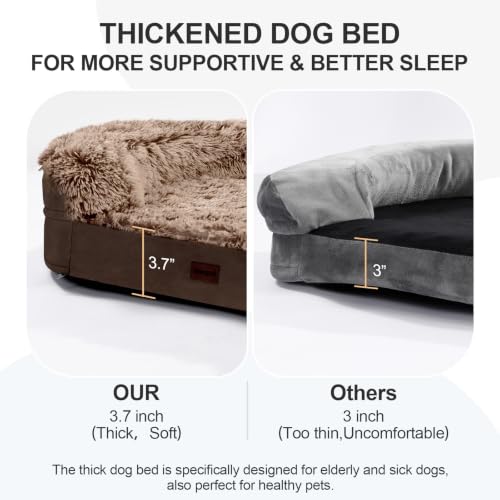 3.7 inch Thickened Orthopedic Dog Beds for Medium Dogs (Brown / 36"Lx27.5"Wx7.1"H)