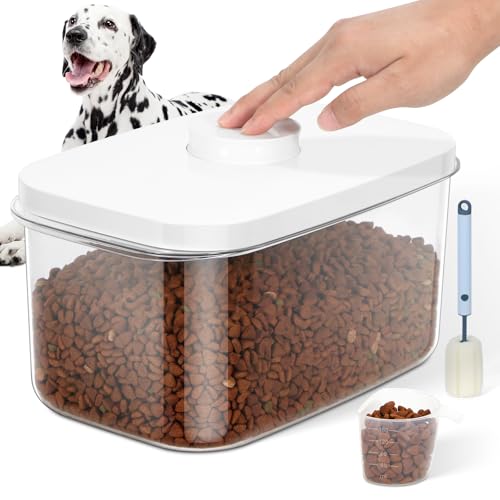 6 lbs Airtight Dog Cat Food Storage Container and Dog Treat Containers BPA (White Medium （6L-1Pack))