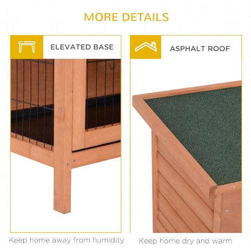 54" 2 Story Large Rabbit Hutch Bunny Cage Wooden Pet House Small Animal Habitat with Lockable Doors (Brown)