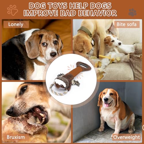Large Plush Squeaky Dog Toys with Crinkle Paper (Brown01)