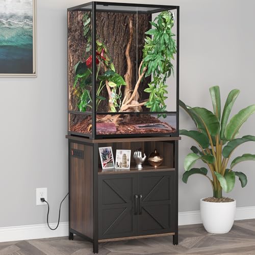 Terrarium Stand Reptile Tank Stand for 24" Wx18 D Reptile Terrarium (Black / 24" x 18")