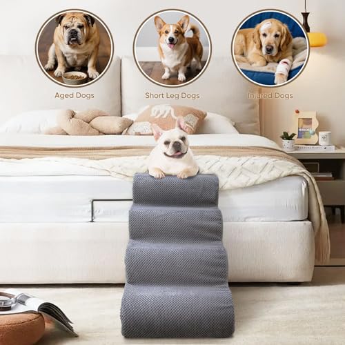 4 Step Pet Stairs for High Beds & Sofas (Grey / 4-step 19.6"H)