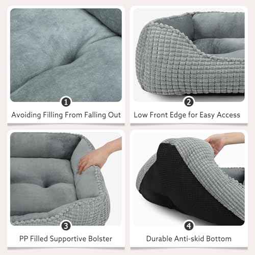 Dog Beds for Medium Dogs Washable (Light Gray / M(25’’x 21’’x 8’’))