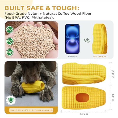 2 Pack Dog Toys for Aggressive Chewers (Yellow Brown)