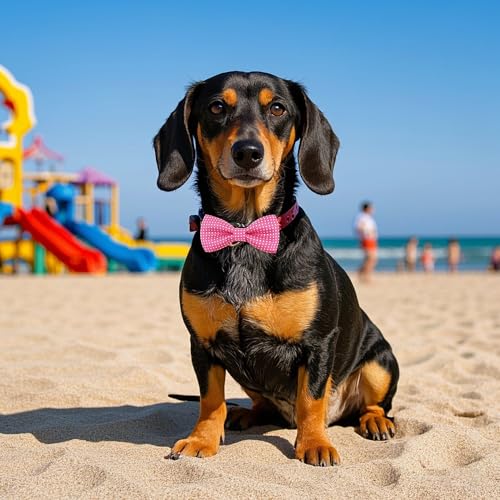 8 Pack Dot Dog Bowties for Small Dogs Slide on Collar (S/M)