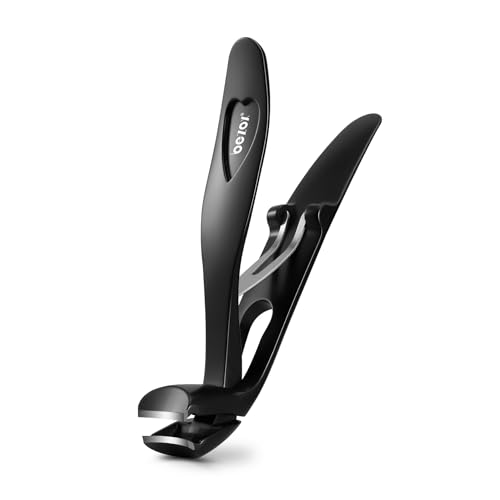 Angled Head Toe Nail Clippers for Seniors for Thick Nails (Sand Black / Small)