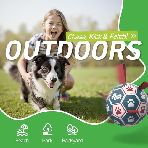 Dog Balls 6 Inch Dog Soccer Ball with Straps (Red-Blue / Medium Size 2 (6 Inch))