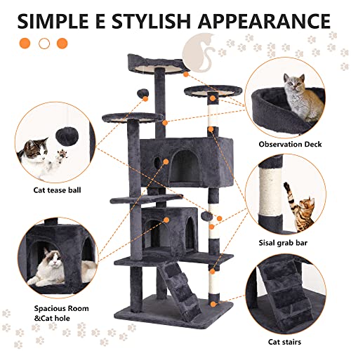 54" Cat Tree Tower (54in / Ashy)
