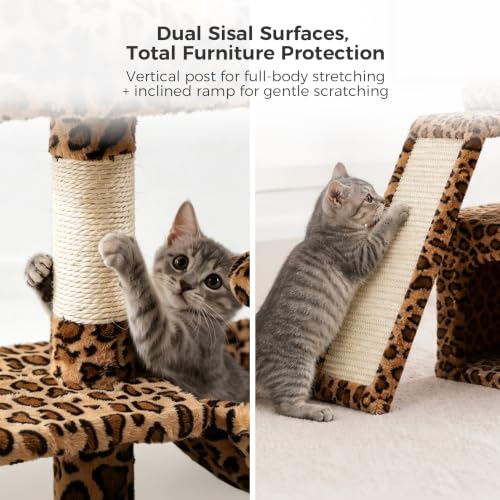 Leopard Cat Tree for Kittens & Small Cats (Brown Leopard)