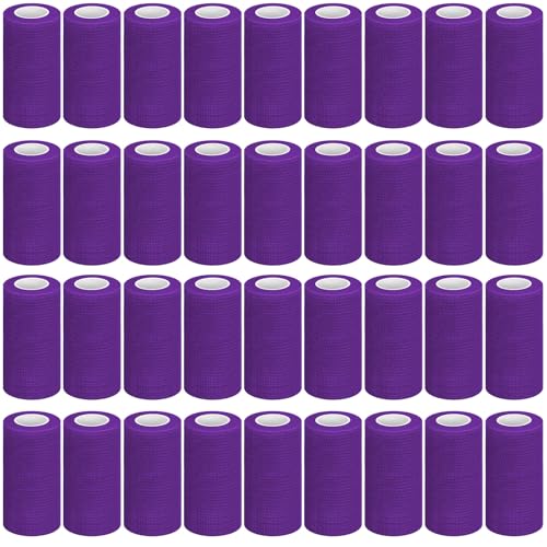 36 Pcs Self Adherent Bandage 4" X 5 Yard Wrap Breathable (Deep Purple / 4" X 5 Yard)