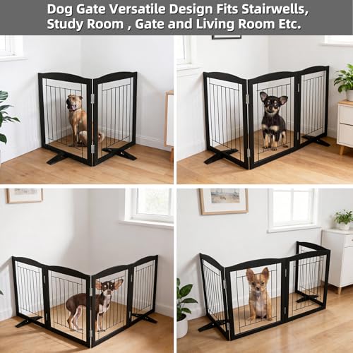 Freestanding Dog Fence Indoor (Black / 【2 Panels】40''w x 24''h)