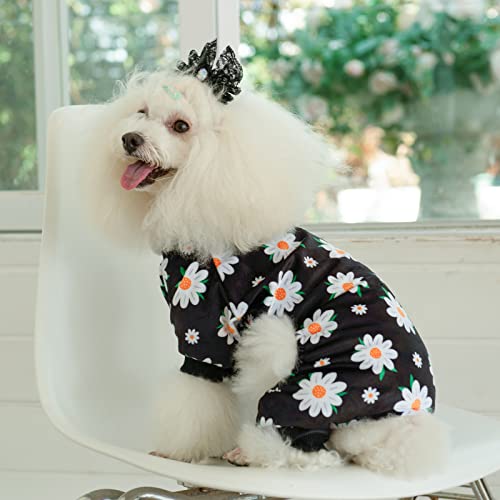 Small Dogs Outfit Soft Puppy Onesies Pjs Dog Pajamas Pet Coat Cat Apparel Comfy Doggie Jumpsuit Bodysuit for All Seasons (Daisy / X-Large)
