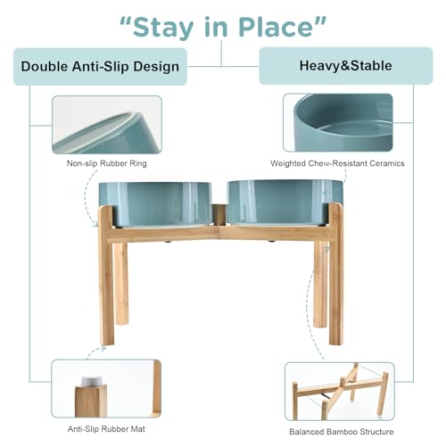 Elevated Dog Bowls Ceramic (8.3 in - 7.6 cups / Dark Green)