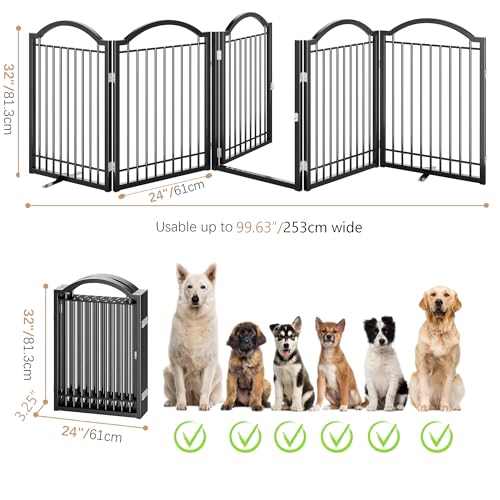 Metal No Assembly Freestanding Dog Gate with Door Walk Through (Black / 5 panels)