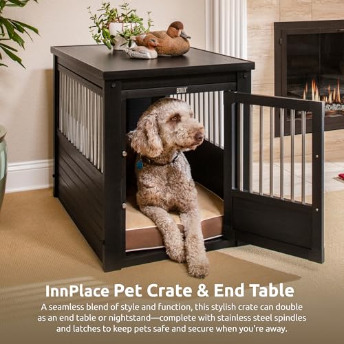 ECOFLEX® Large Furniture Style Dog Crate & End Table (Black / 35.4"L x 24.0"W x 28.0"H)