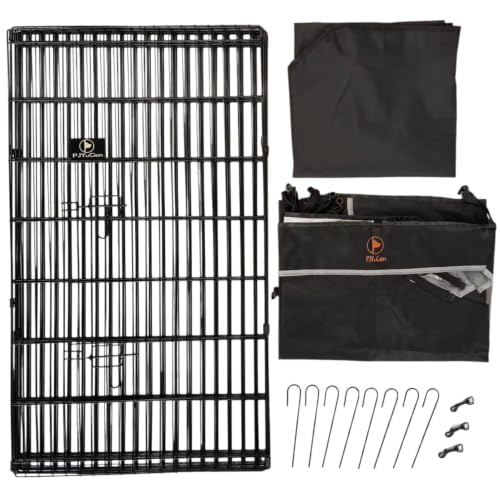 Puppy Playpen with Top Cover & Bottom Pad (Black / Large Pen: 42-Inch High)