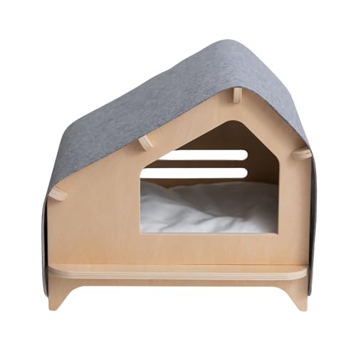 Luxe Cabin Premium Pet Bed for Cats & Small Dogs (Light Grey / XL)