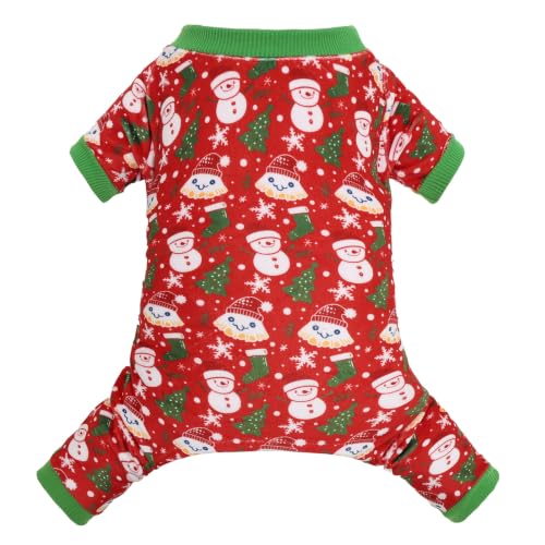 Small Dogs Outfit Soft Puppy Onesies Pjs Christmas Dog Pajamas Pet Coat Cat Apparel Comfy Doggie Jumpsuit Bodysuit for All Seasons P358S (Cute Snowmen / Small)