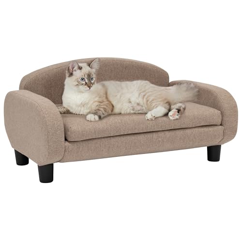 Cat Sofa Bed Pet Couch for Indoor Cats Elevated Cat Beds with Removable Washable Mattress Cover for Kitten (Pet Sofa / Sand)