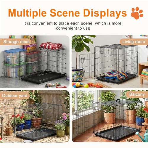 36" Foldable Metal Dog Crate (Black)