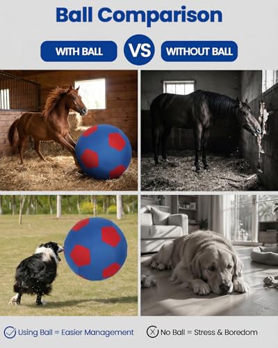 Herding Ball for Dogs Horse Ball & Cover 25" for Horses Large with Hand Pump for Play (Blue and Red / 25 inches)