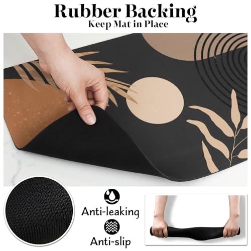 Dog Food Mats for Floors (Boho Black / M(16"×24"))