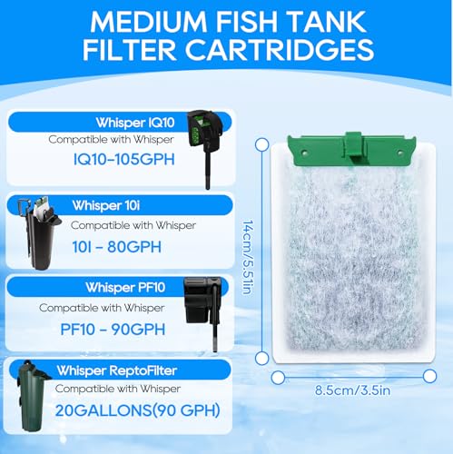 12PCS Medium Filter Cartridges Compatible with Tetra Whisper Bio (Medium,12 Pack)