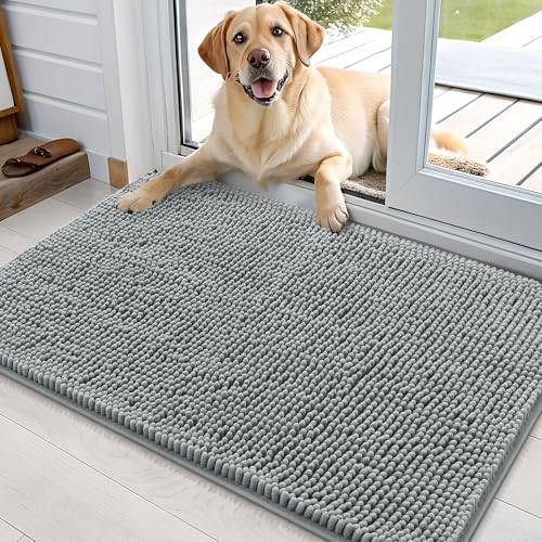 Dog Door Mat for Muddy Paws 35x24 (Grey / 35" X 24")