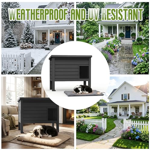 Indoor & Outdoor Resin Dog House with Raised Floor (Black-H / 31.02*19.09*26.73)