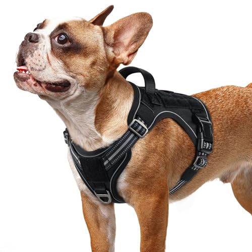 Tactical Dog Harness for Small Dogs (S(Chest:16.1"-31.5",Neck:15.4"-21.6",Back:7.1") / Black)
