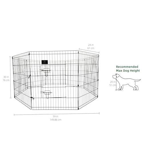 Puppy Playpen with Bottom Pad and Door (Gray / Small Pen: 30-Inch High)