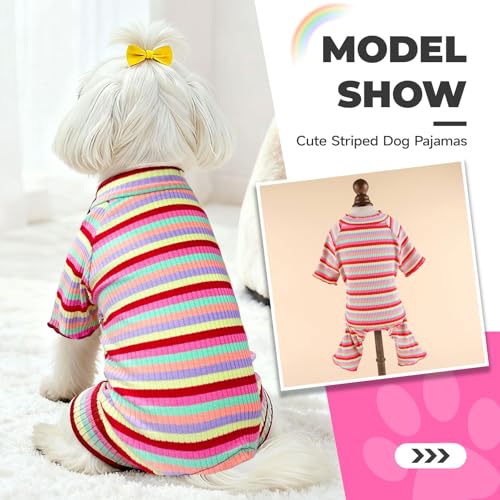 Striped Dog Pajamas Stretchy Cute Four (Red / Large)