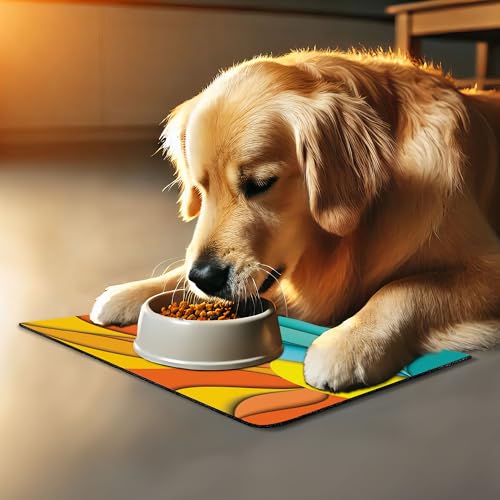 Sun Pet Mat for Food and Water (Turquoise Orange)