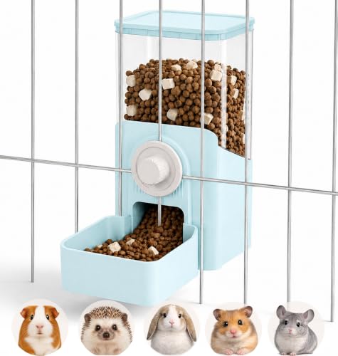 41 oz Hanging Gravity Feeder for Small Animal Cages Rabbit & Guinea Pig (Light Blue)