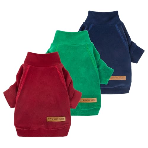 3 Pack Classic Fleece Dog Sweater (Large / Red Green Navy Blue)