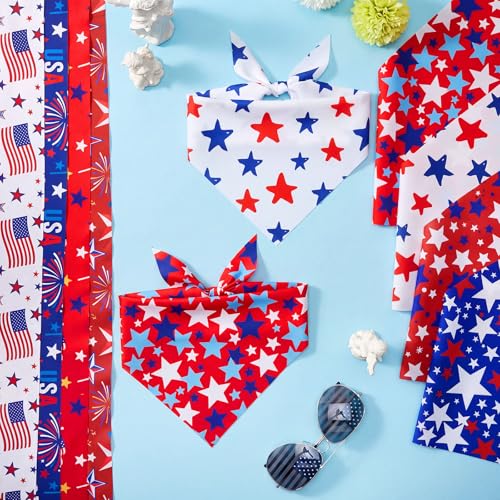 100 Pcs Patriotic Dog Bandanas Bulk 4th of July Bandanas for Dogs Star Triangle Kerchief Bib Scarf Set for Pet Independence Day 250th Anniversary Party Costume (4th of July / 25.6 x 17.7 x 17.7 Inch)