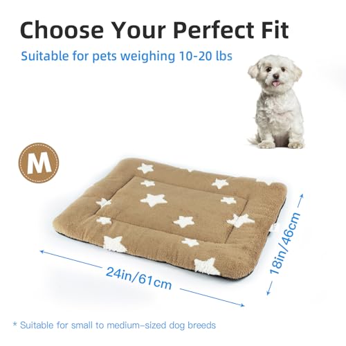 Dog Crate Pad Washable Cat Dog Bed for Crate Flat Pet Kennel Mat (24''L x 18''W x 1.5''Th / Brown)