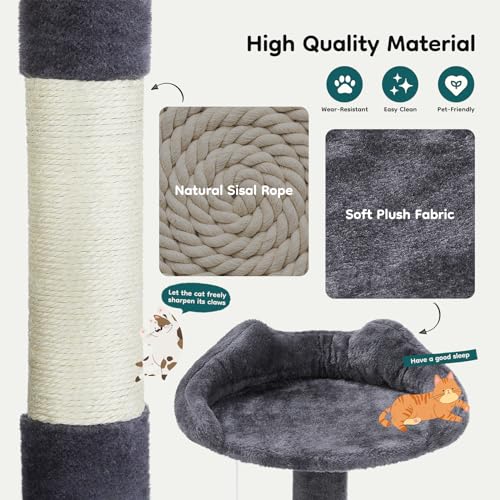 54 Inch Cat Tree Tower with Scratching Posts (Grey / 54 Inch)