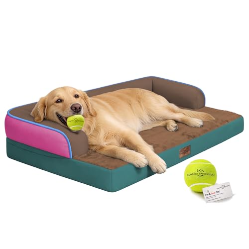 Orthopedic XL Dog Bed for Large and Extra Large Dogs (Jungle Berry / 42"L x 30"W x 7.5"Th)