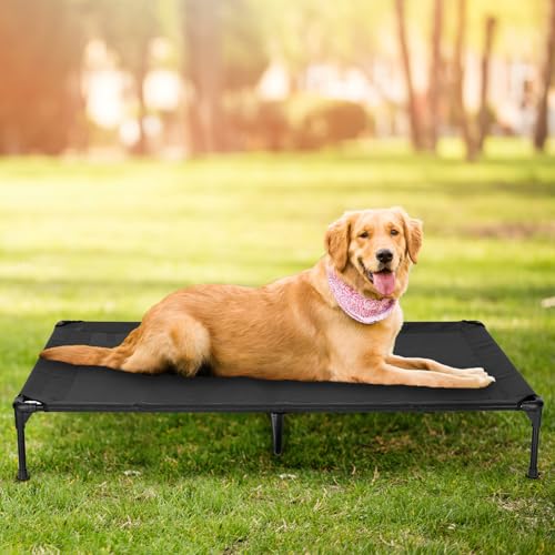 Elevated Dog Bed for Outdoor (Black / 42"L x 30"W x 7"Th)