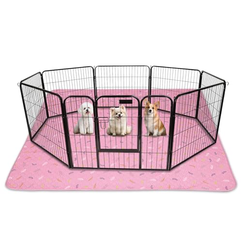 Washable Pee Pads for Dogs Extra Large 48" x 60" 2 (Leaves - Pink / 48x60 Inch (Pack of 2))