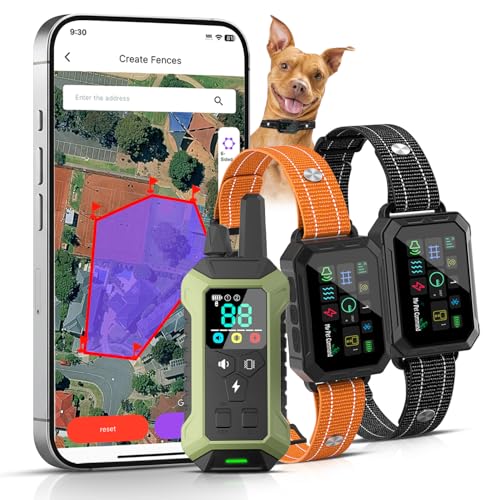 2 1 Smart Wireless GPS Dog Fence with APP Setup 2 Collar Kit (2 Collar Kit with Remote)
