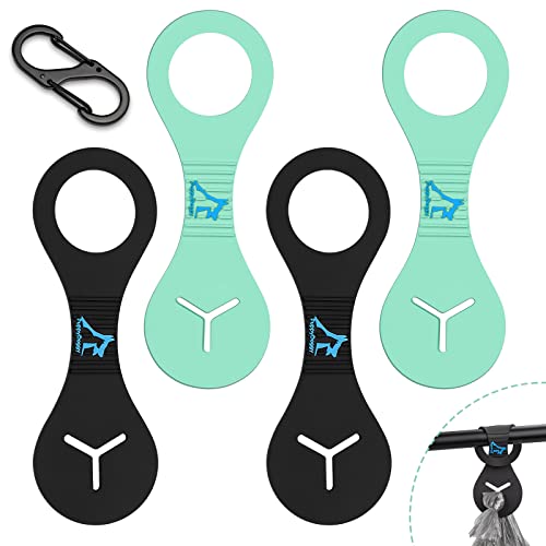 Dog Poop Bag Holder for Leash Waste Bag Carrier Dog Poop Bag Dispenser for Walking Running Bicycle Accessory 4 Pieces (Black + Light Green)