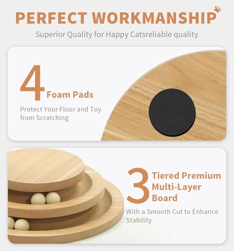 Made4Pets Cat Scratching Post for Indoor Cats with Ball Track 23.4" (23.4"H)