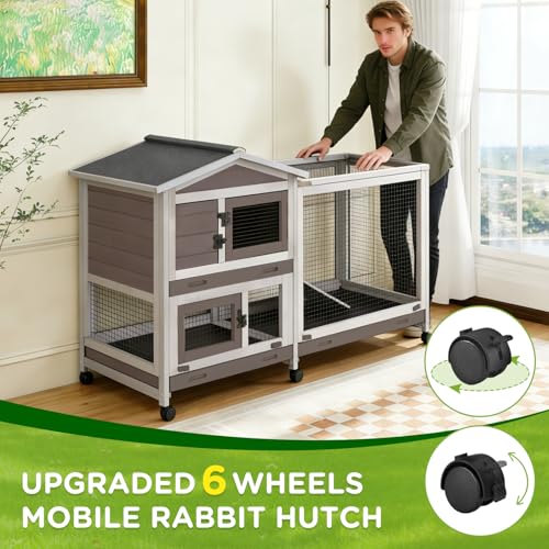Large Indoor Rabbit Hutch Bunny Cage with Chew