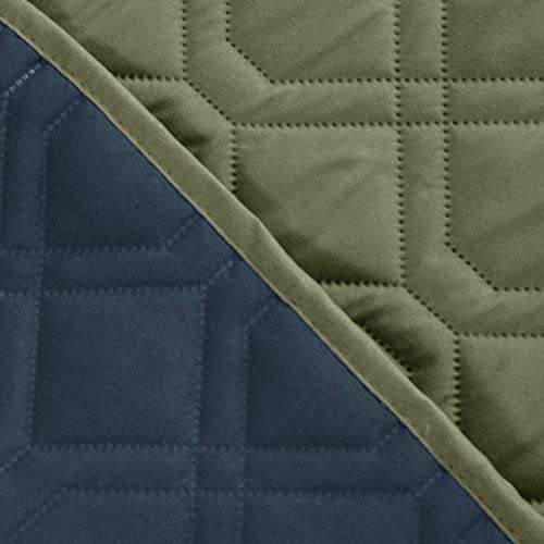 Waterproof Dog Bed Cover Pet Blanket for Furniture Bed Couch Sofa Reversible (68x82 Inch (Pack of 1) / Green+navy Blue)