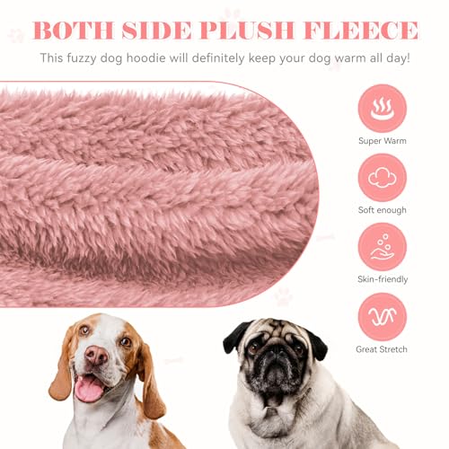 Fuzzy Dog Sweaters for Large Dogs Dog Hoodie Soft Double (X-Large / Pink)